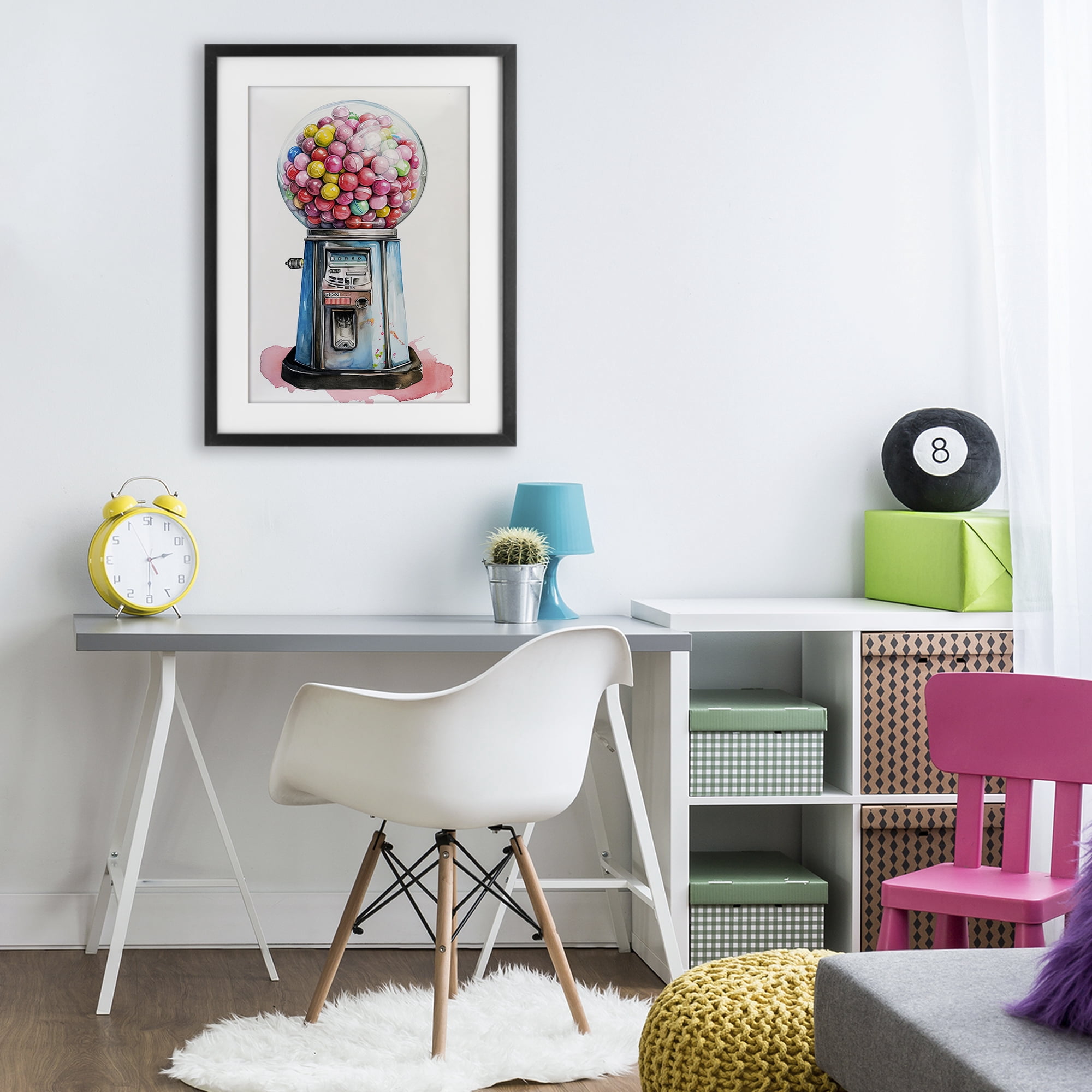Stupell Industries Retro Gumball Machine Black Framed Print Under Glass, design by Ray Powers