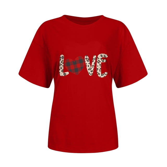 CEHVOM T-shirt à Manches Courtes pour Femme à Col Rond avec Imprimé de la Saint-Valentin
