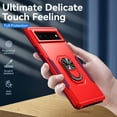 thumbnail image 5 of Designed for Google Pixel 6 Pro Case, Military-Grade Drop Protection, Shockproof Phone Case Cover, Magnetic Car Mount Ring Kickstand Bumper Hard Case for Google Pixel 6 Pro,Red + Rose, 5 of 8