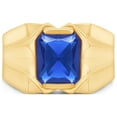 thumbnail image 2 of AFFY 8x10 mm Simulated Birthstone Men's Ring Blue Sapphire In 14K Yellow Gold Plated 925 Sterling Silver. Ring Size 7, 2 of 6