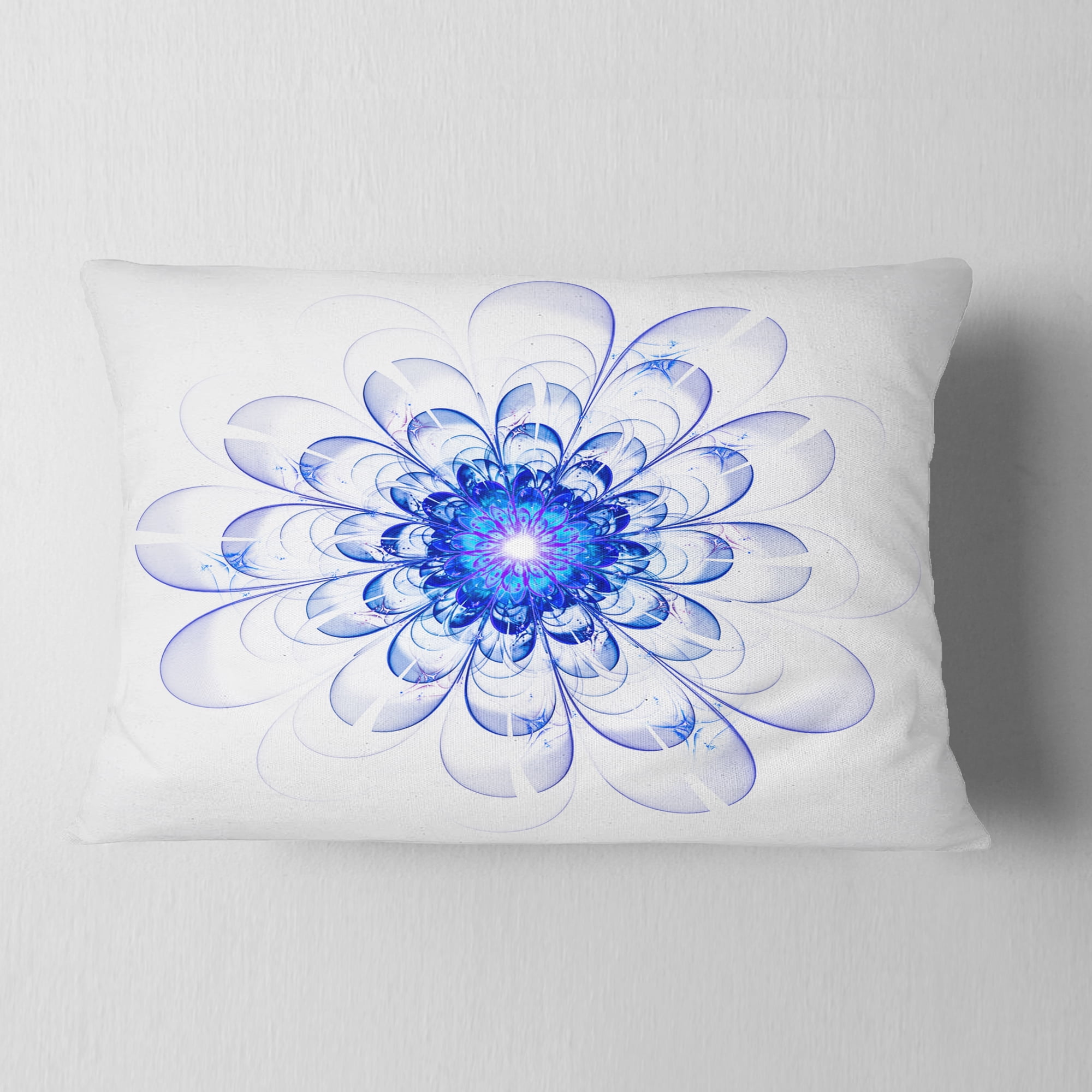 Designart 12" x 20" Blue Polyester Throw Pillow