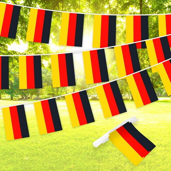 G128 Germany German Bunting Banner | Flag 8.2 x 5.5 Inch, Full String 33 Feet | Printed 150D Polyester, Decorations For Bar, School, Festival Events Celebration