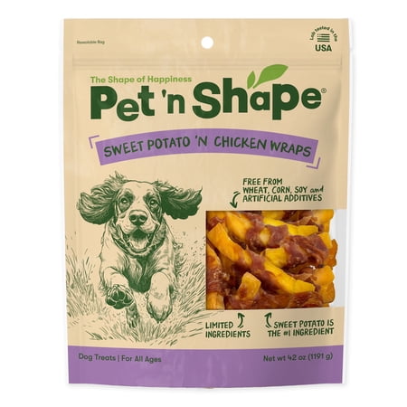 Pet 'n Shape Sweet Potato Chews - Chicken Wrapped Sweet Potato Dog Treats - 42 Ounce