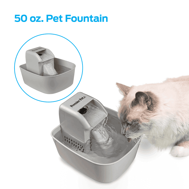Premier Pet 50 oz. Pet Fountain Automatic Water Fountain for Dogs and