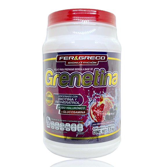 Grenetina Hidrolizada Fer & Greco Biotina Glucosamina Zarzamora 1.1 kg