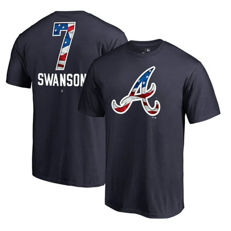 Dansby Swanson Atlanta Braves Fanatics Branded 2019 Stars & Stripes Banner Wave Player T-Shirt -