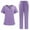 Purple, variant on LYMAYTER Women Medical Uniform Set Quick Dry Nurse Uniform Stretch Contrast Binding 2 Piece Medical Uniform S-2XL