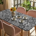 thumbnail image 3 of Black Morocco Table Cloths for 3 Foot Rectangle Tables, Traditional Tribal Abstract Geometric Art Patio Waterproof Elastic Fitted Tablecloths, Washable Rectangular Table Cover for Camping, 3 of 8