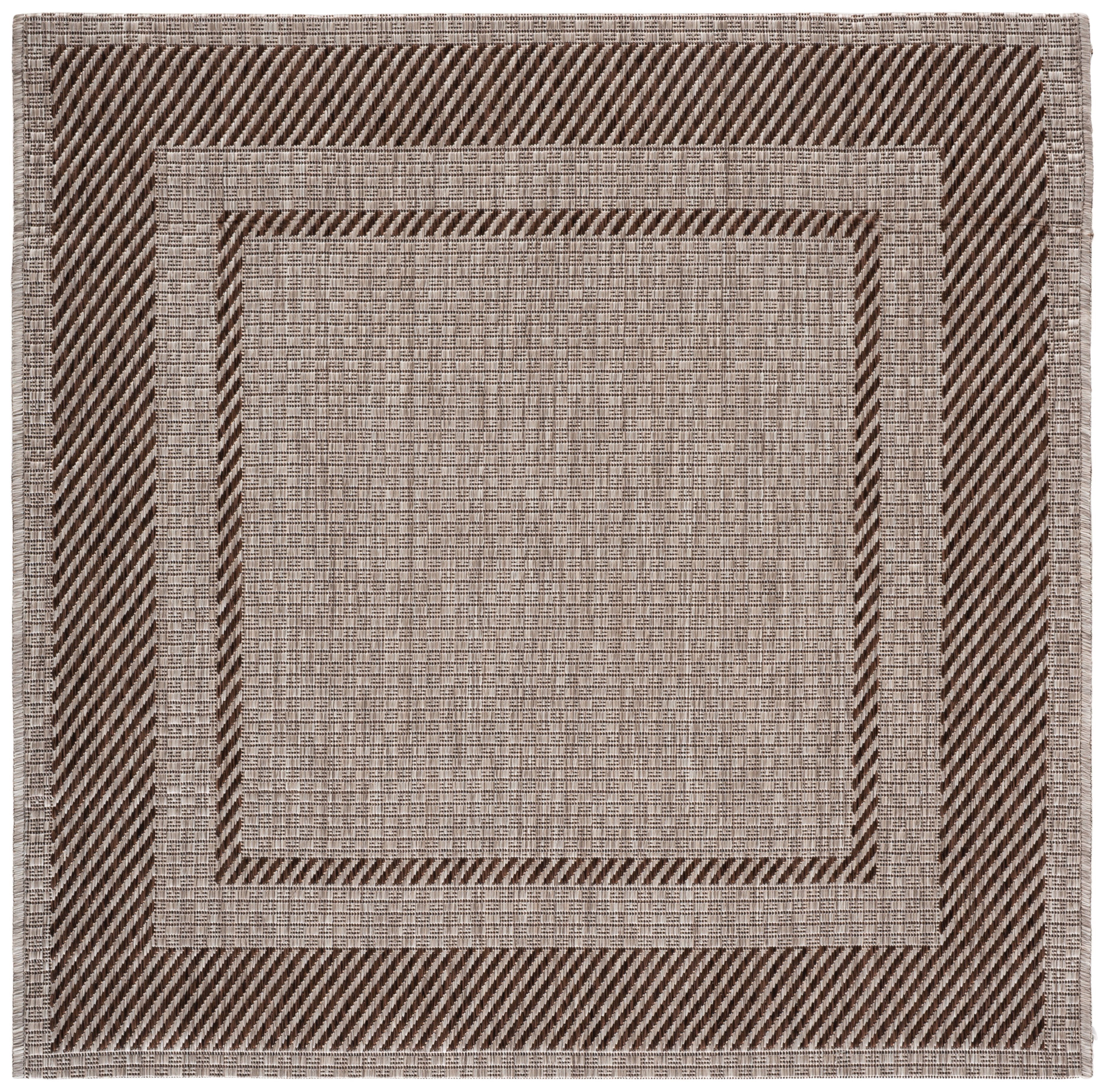 Safavieh Courtyard Agnes Bordered Indoor/Outdoor Area Rug, Beige/Brown, 4' x 4' Square
