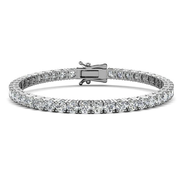 Cate & Chloe Olivia Bracelet Tennis Plaqué Or Blanc 18k Cristaux Diamant Simulé pour Femmes