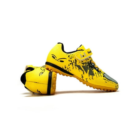

Colisha Kids Athletic Shoe Durable Football Shoes Firm Ground Soccer Cleats Sports Breathable Sport Sneakers Training Yellow 11.5C