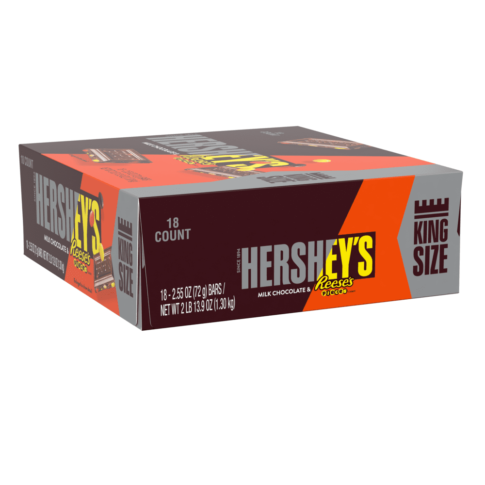 Hershey's, Milk Chocolate and Reese's Pieces Candy Bar, 2.55 Oz., 18 Ct
