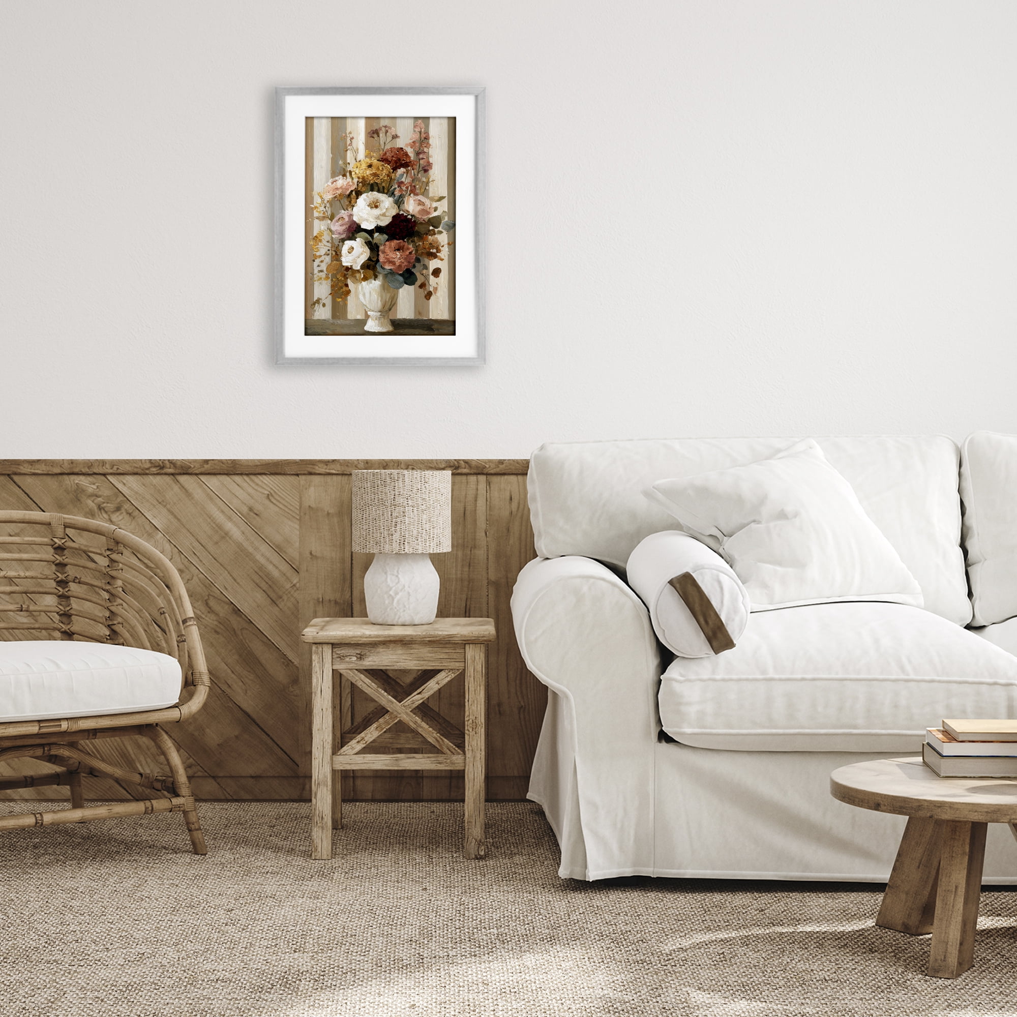 Stupell Industries Vintage Arrangement in Vase Gray Framed Print Under Glass, design by Petal Prints Design