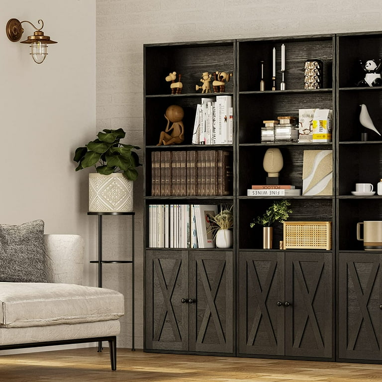 IRONCK Black Industrial Metal Bookcase with 6 Shelves and IRONCK Black Industrial Metal Bookcase with 6 Shelves and