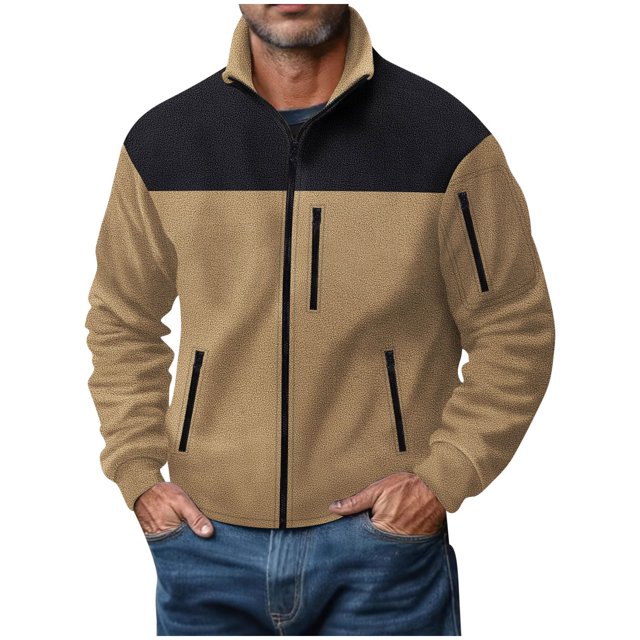 pstuiky manga larga para hombre, Camisa de manga larga con cuello alto, botones y bolsillos laterales para hombre salir tops xxl