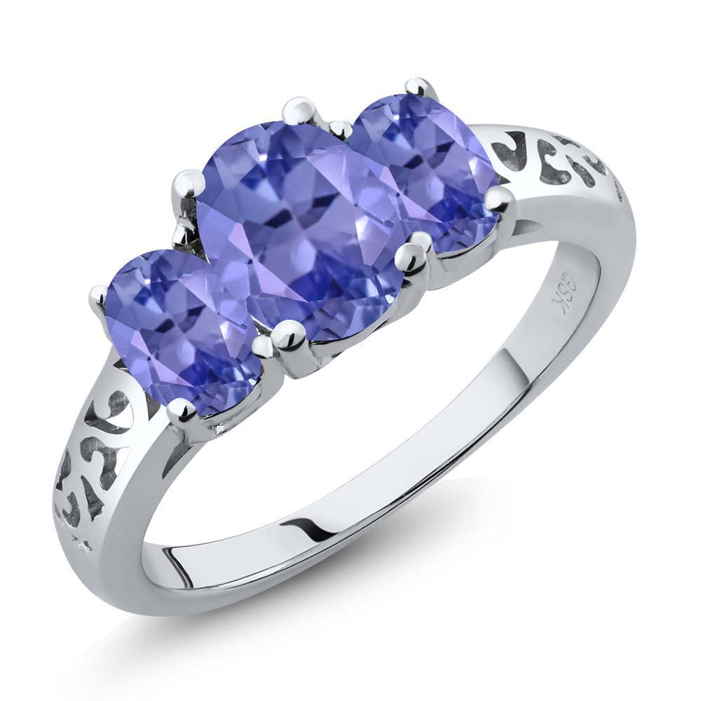 2.45 Ct Genuine Oval Blue Tanzanite Gemstone 925 Sterling Silver Ring by