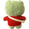 thumbnail image 2 of Rana verde de pie de 11,8 pulgadas, peluche de almohada, muñeco de peluche corto, peluche suave con suéter y mochila para niños, 2 of 5