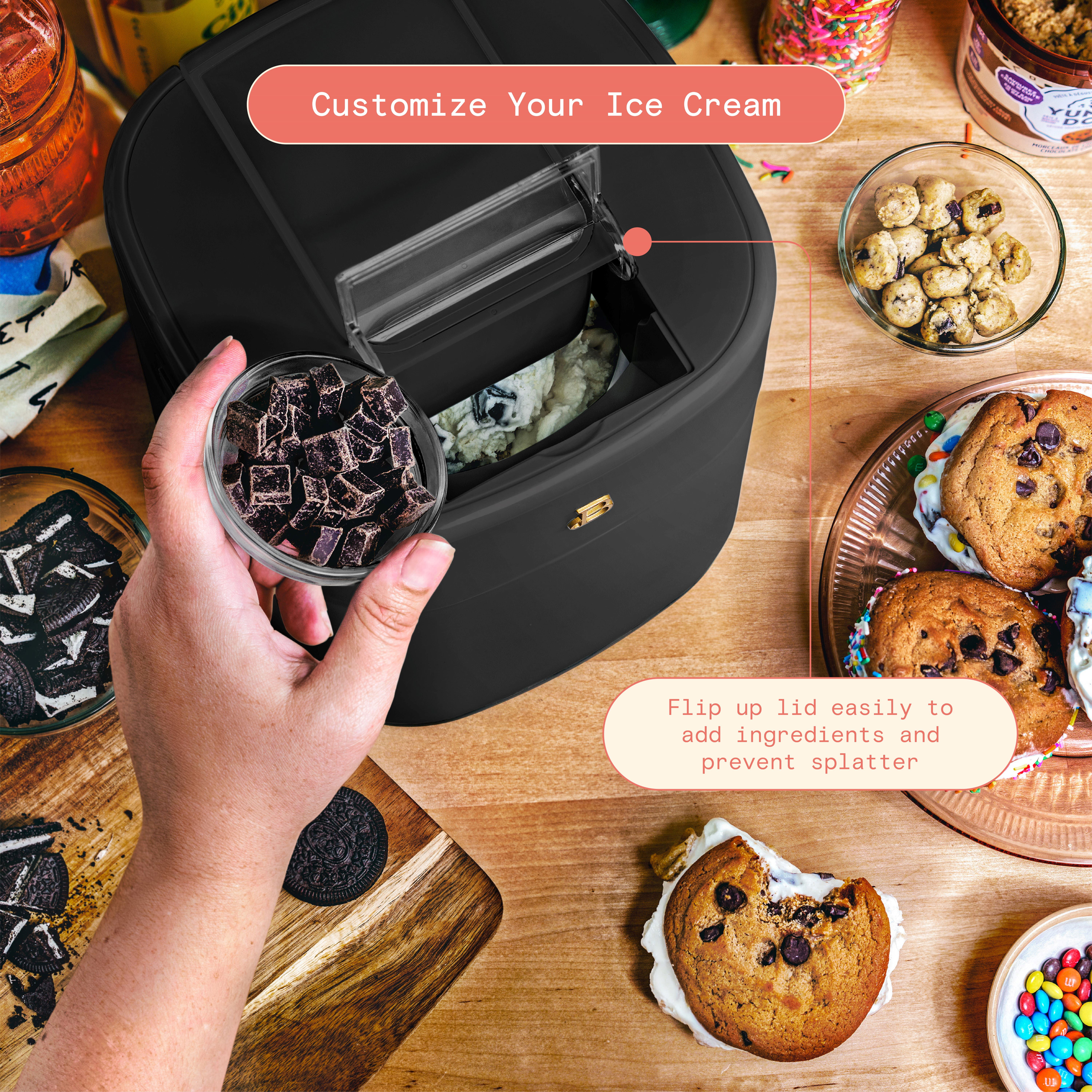 Beautiful 1.5 Qt Ice Cream Maker with Touch Activated Display, Black Sesame by Drew Barrymore