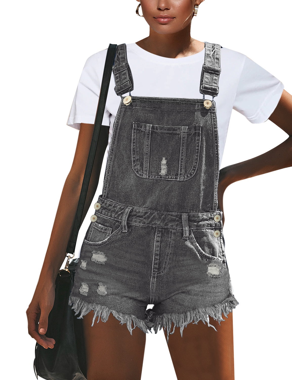 Vetinee Women's Casual Denim Bib Overalls for Summer Stretchy Jeans