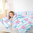 thumbnail image 3 of Castle Fairy Preppy Striped Summer Beach Gear King Size Comforter Sets 3pcs,Surfboard Cocktail Starfish Tile Comforters King Size,Pink Sky,Pink Reversible,1 Comforter and 2 Pillowcases, 3 of 6