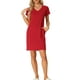 thumbnail image 1 of CAMISETA DE NOCHE CHIC PARA MUJERES INSPIRADA, CAMISETA DE MANGA CORTA, VESTIDO DE NOCHE CON ESCOTE EN V Y BOLSILLOS, TAMAÑO M, ROJO, 1 of 6