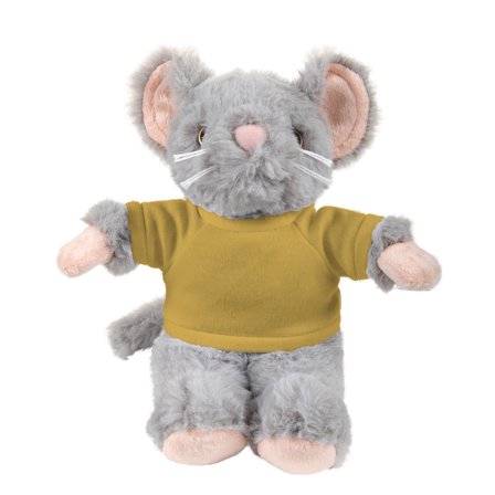 Plushland 8 Inch Floppy Mouse with Tee Plush Stuffed Animal Personalized Gift - Custom Text on Shirt - Great Present for Mothers Day, Valentine Day, Graduation Day, Birthday