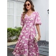 thumbnail image 5 of Women's Printed V Neck Flutter Sleeve Dress viscose 100% fabric for a comfortable everyday look and easy care wash, 5 of 10