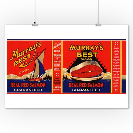 Murrays Best Brand Salmon Label - Alaska (9x12 Art Print, Wall Decor Travel (Best Alaska Vacation For Families)