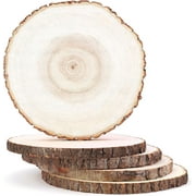 Pllieay 5Pcs 9-11 Inch Natural Poplar Wood Slices for Centerpieces, Large Wood Slice Ornaments for Crafts Coasters Cupcake Stand, Pyrography, Painting and Other DIY Projects