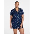 thumbnail image 2 of Joyspun Women's Dreamy Soft Collection Notch Collar Top and Shorts Pajama Set, 2-Piece, Sizes XS-3X, 2 of 5