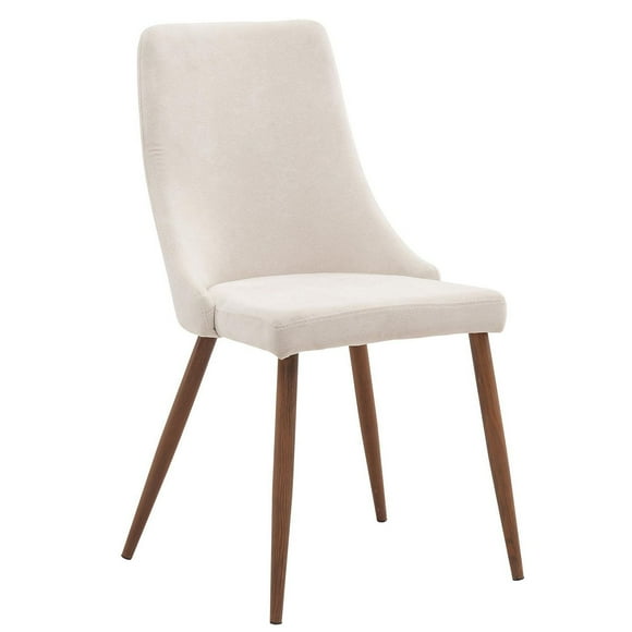 Ensemble de deux chaises d'appoint de mi-siècle en tissu et métal – beiges
