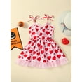 thumbnail image 2 of Bslissey Toddler Kids Girls Valentine's Day Cami Dress Sleeveless Heart Print Strap Tulle Patchwork A-line Dress Little Girls Sweet Casual Princess Dress 3T 4T 5T 6T, 2 of 8