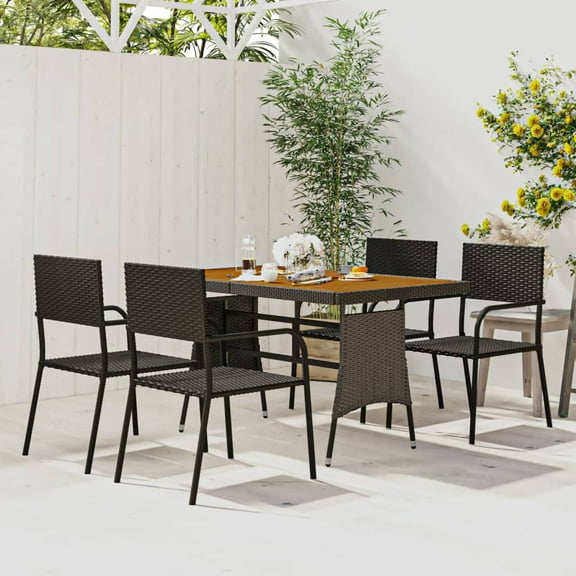 vidaXL Patio Furniture Set 9 Piece Table and Chair with Cushions Poly Rattan