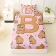 thumbnail image 3 of Manfei Sweet Capybara Twin Sheets,Cartoon Letter B Bedding,Pink Brown,3 Pieces, 3 of 6