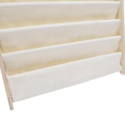Miumaeov 6 Tiers Kids Book Rack Storage Bookshelf, 29.5x11.8x31.1inch Wooden Bookcase Children Book&Magazine Shelf Rack Organizer with 6 Canvas Shelves for Playroom and Children’s Room