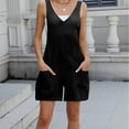 thumbnail image 7 of BLVB Women's Summer V Neck Tank Top Romper Sleeveless Loose Casual Wide Leg Shorts Jumpsuit Overalls with Pockets Clothes, 7 of 7