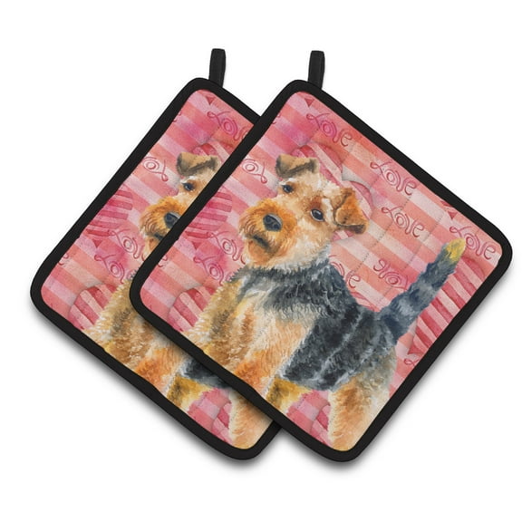 Caroline's Treasures Welsh Terrier Love Pair of Pot Holders