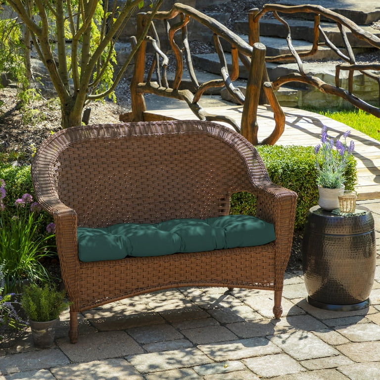 Arden Selections Outdoor Wicker Settee Cushion 41.5 x 18 Peacock