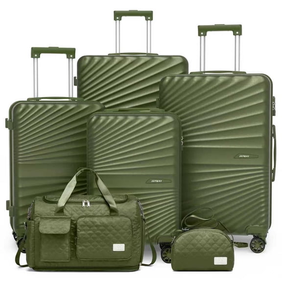 Joyway 6 Piece Hardshell Luggage Set with Spinner Wheels TSA Lock and Scratch-Resistant Finish Durable Lightweight Suitcases