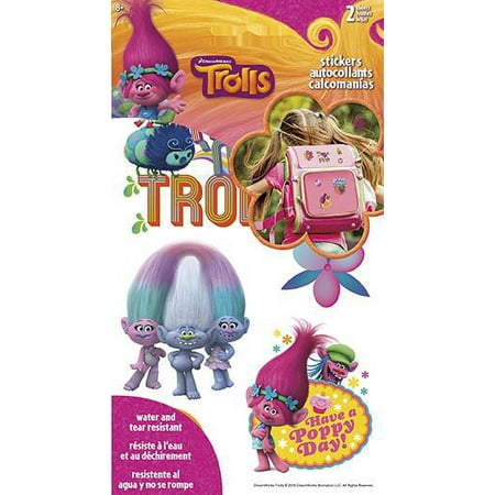 Trolls Tyvek Stickers - 2 Sheet
