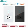 thumbnail image 2 of Melery Mexico Plug Wifi Smart Tuya Light Switch Intelligent US Wall Socket Outlet Touch Glass Panel Remote Alexa Google Home, 2 of 7