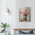 thumbnail image 3 of Nawypu Pink Flower Canvas Wall Art Florals Abstract Picture Teal Turquoise Watercolor Peach Bloosom Painting Artwork Framed for Bathroom Nursery Living Room Bedroom Kitchen Home Office Decor, 3 of 4