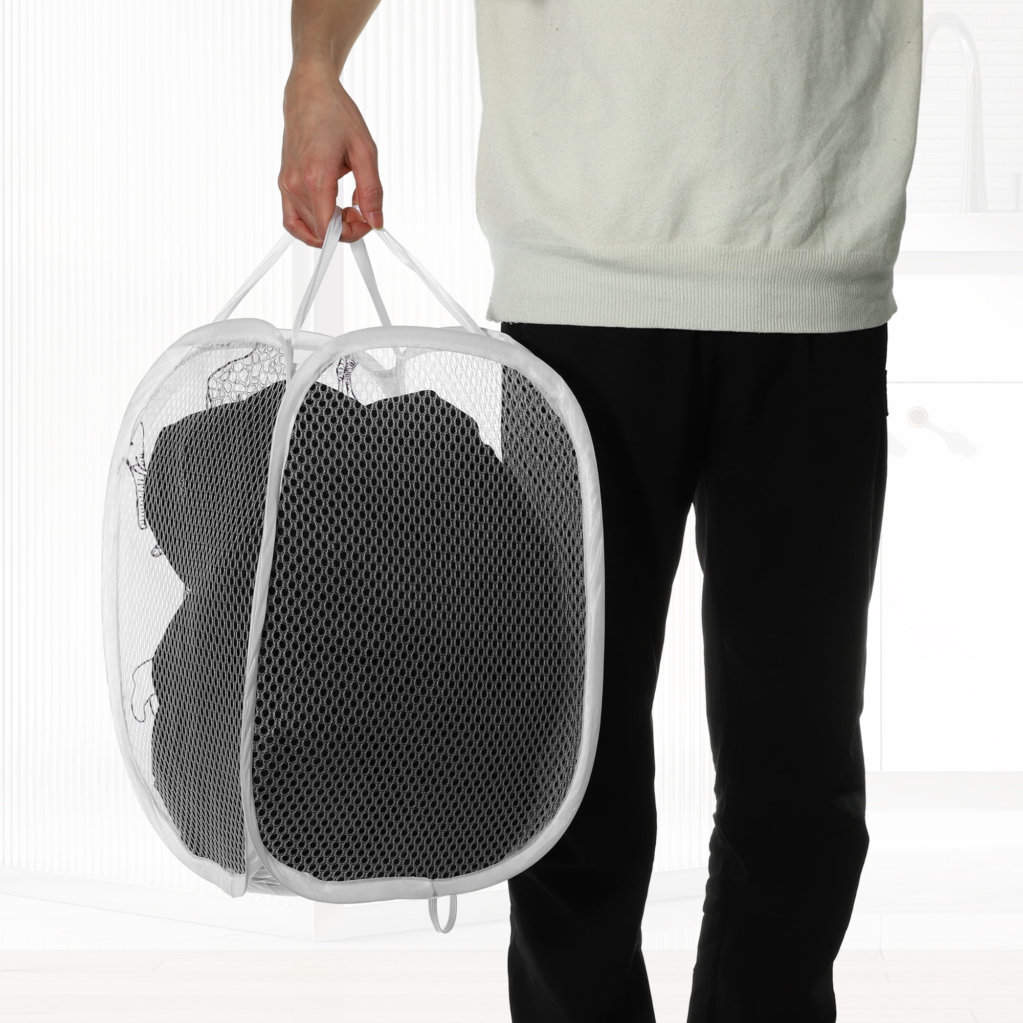 Unique Bargains Folding Laundry Basket Durable Hamper 1PC White