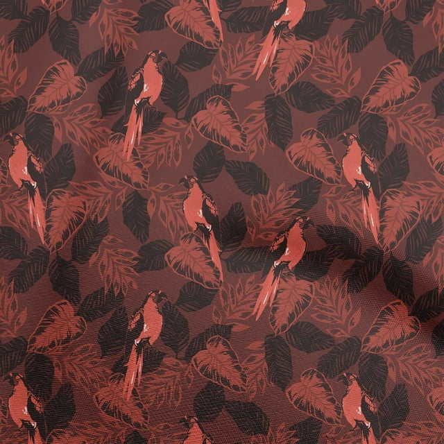 oneOone Polyester Spandex Maroon Fabric Tropical & Bird Sewing Craft Projects Fabric Prints By Yard 56 Inch Wide