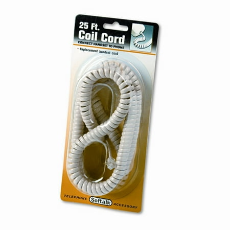 Softalk, LLC Coiled Phone Cord, Plug/Plug, 25 Ft. (Set of 2)