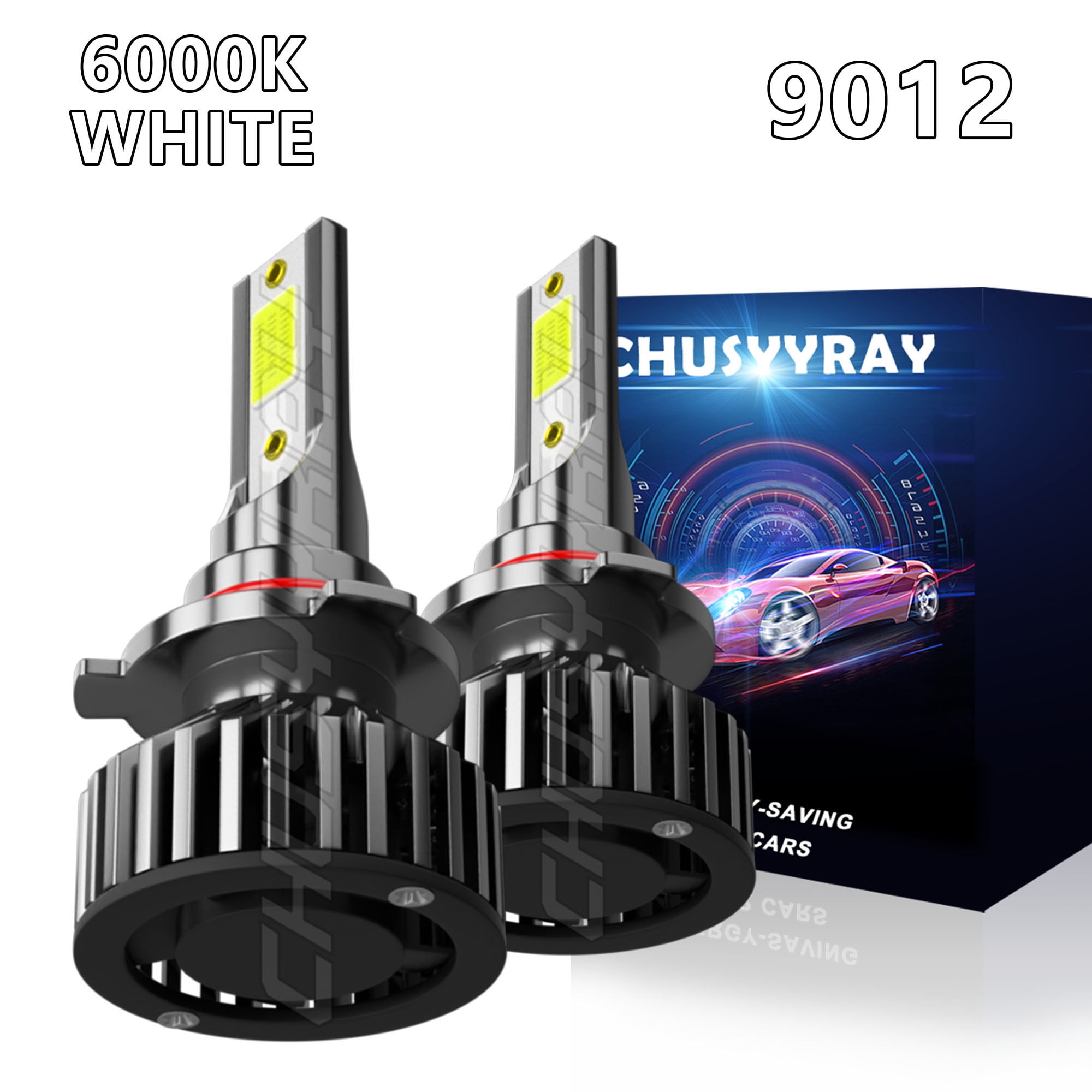 2x 9012 10000LM LED Fog Headlight Bulbs High/Low Beam Kit 60W 6000K Cool White