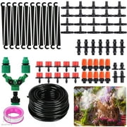 Gustavedesign Multiple Garden Patio Auto Micro Drip Irrigation System Plant Sprinkler Watering Kit, 50ft Automatic Irrigation Equipment Set for Greenhouse, Flower Bed, Lawn