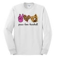thumbnail image 3 of Peace Love Baseball Sports Mens Long Sleeve Shirt, White, X-Large, 3 of 5