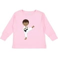 thumbnail image 3 of Inktastic African American Boy, Karate Pose, Black Belt Boys Long Sleeve Toddler T-Shirt, 3 of 5