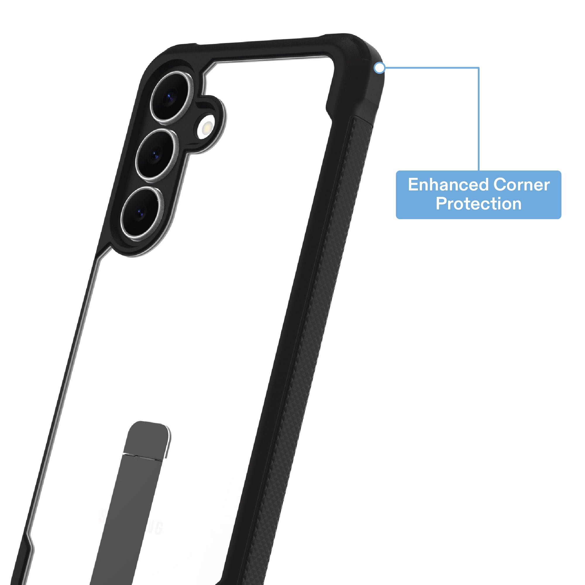 onn Dual-Layer Phone Case with Kickstand for Samsung Galaxy S25 FE - Black/Clear